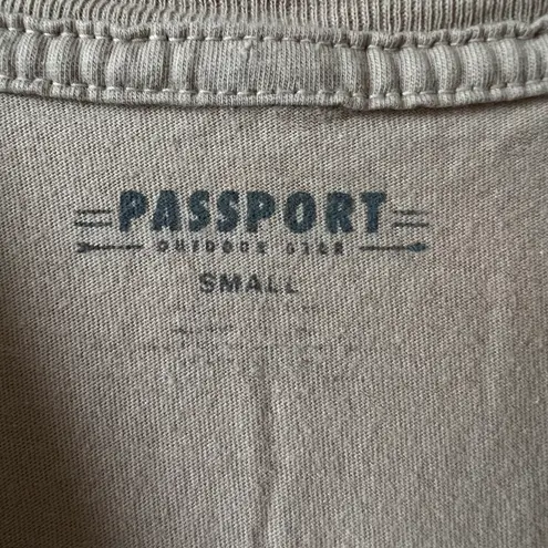 Passports Nude tan embroidered t-shirt “ Masterpiece “ Passport brand S