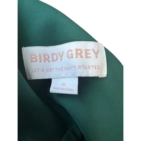 Birdy Grey Satin Maxi Dress – 1X – Emerald Green Formal Gown Holiday Party