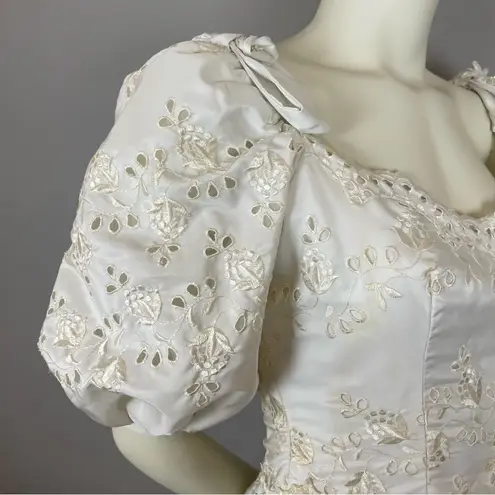 Vintage 1950s Wedding Dress House of Bianchi Southern Belle Basque Waist Bows White Size XS