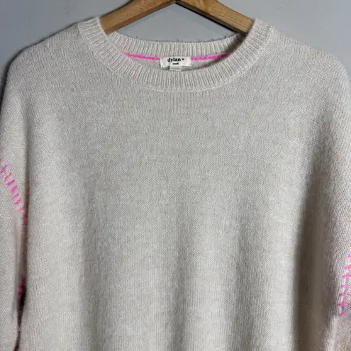 Dylan Harper Sweater Pullover Women's Small Tan Pink Knit Alpaca Wool Crewneck