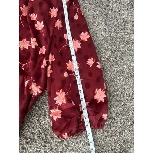 Draper James Kellie Babydoll Mini Dress in Magnolia Dot Red Floral Tie Front 1X