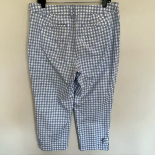 Talbots  Perfect Crop Gingham Plaid Pant Sunrise White & Blue Women’s Size 12 P