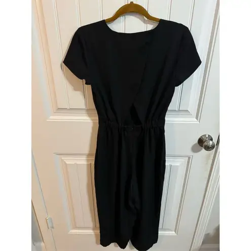 J.Crew Women's Black Jumpsuit Short Sleeve Pleated Size 2 Zip Closure