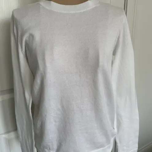 J.Crew Factory Cotton Teddie Sweater Classic Crewneck Pullover White Size XXS