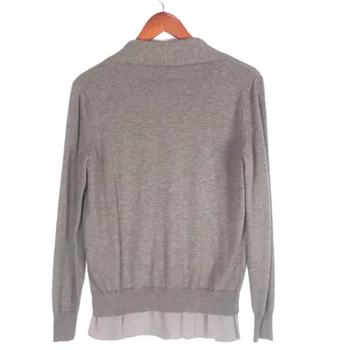 Peserico Gray Merino Wool & Cashmere Blend Cardigan & Built