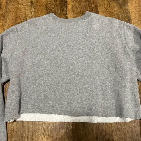 Vtg Y2K Polo Ralph Lauren Cropped Pullover Crewneck Sz Medium Grey Flag