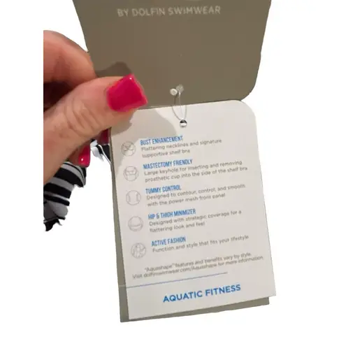 Dolfin One Piece Swimsuit Black White Women's Size 8 NWT Halter