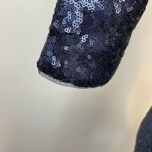 Rene Ruiz Collection Blue sequined ruched Knee Length Event Formal Dress 6