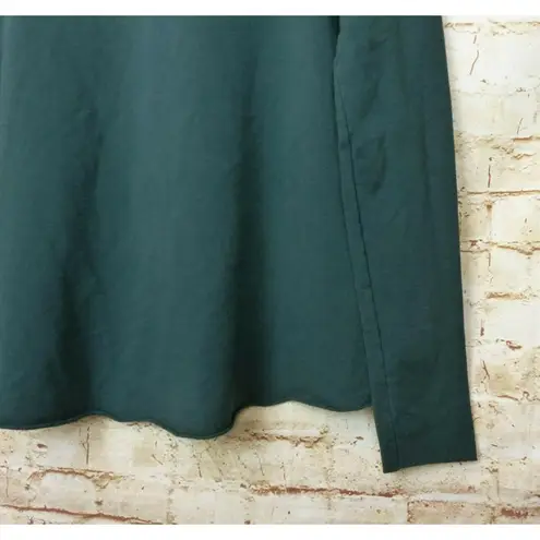 NSF Mock Turtleneck Long Sleeve Fleece Sweater Pullover High Low Green Womens S