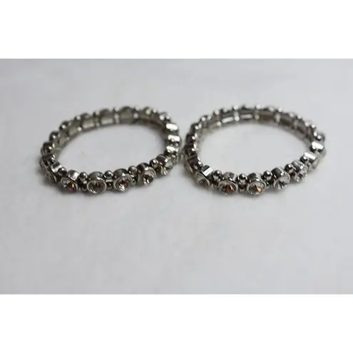 Source Unknown Trendy Heavy Metal Silver Tone Crystal Sophisticated Stretch Like New Bracelets