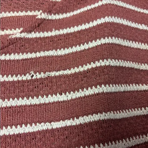 Wild Blue by Sadie Robertson White & Red Striped Pullover top w/ fringe