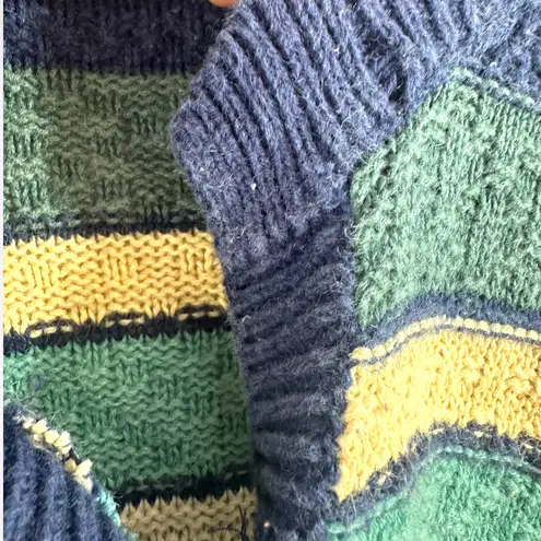 Vtg 90s PASTA Women’s Cardigan Sweater Striped Blue Ramie Slouchy Cozy Preppy Blue Size M