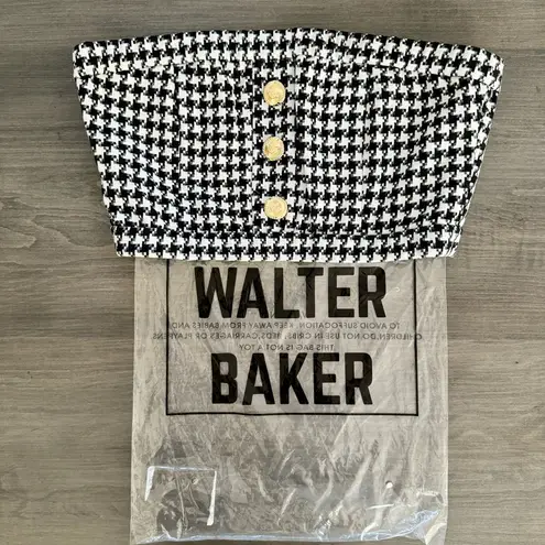 Walter Baker Houndstooth Bandeau Cropped Top black white size M NWT $118