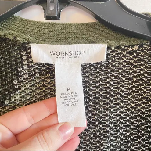 Workshop Republic Clothing Green and Black Camouflage Cardigan