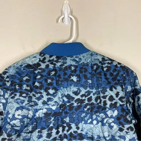 The North Face  Blue Leopard Quilted Bomber Jacket Coat