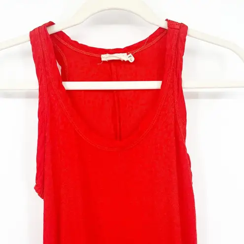 Nation Ltd Womens Minimalist Scoop Neck Leopard Animal Print Tank Top Size S Red