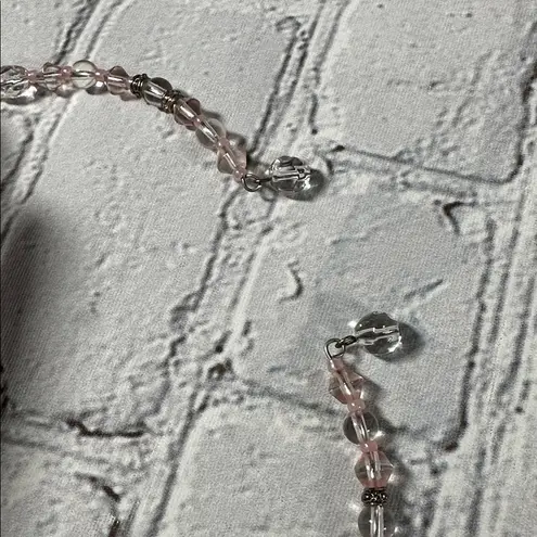 Baby Pink Silver Beaded Choker 14”