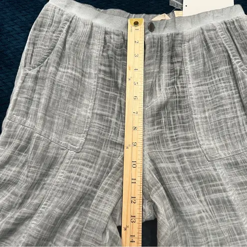 Soft Surroundings Petite Raleigh Gray Gauze Cotton Wide Leg Flounce Hem Pants M