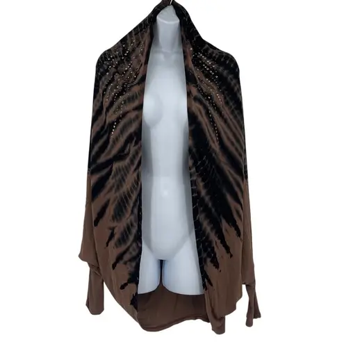 Vocal Y2K USA Mesh Poncho Womens Top Sz M Brown Studs Festival Glam Whimsigoth