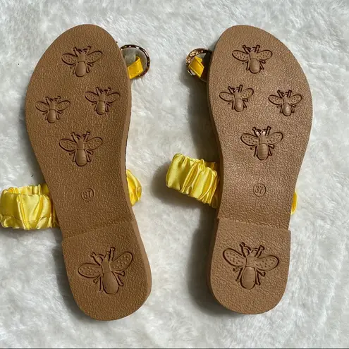 pearl pineapple satin stretchy strap sandals 7 Yellow