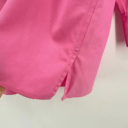 Foxcroft Women 14W Pink Heritage Non Iron Fitted Cotton Hidden Button Down Shirt