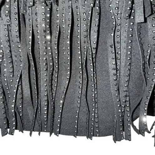 EFFORDRAM Black Faux Suede Front With Rhinestones Halter Top NWOT Size Medium Black