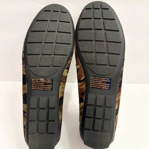 Vaneli Camouflage Loafers in Brown/Green Edging Pony Hair Textured Camo Preppy. Brown Size undefined