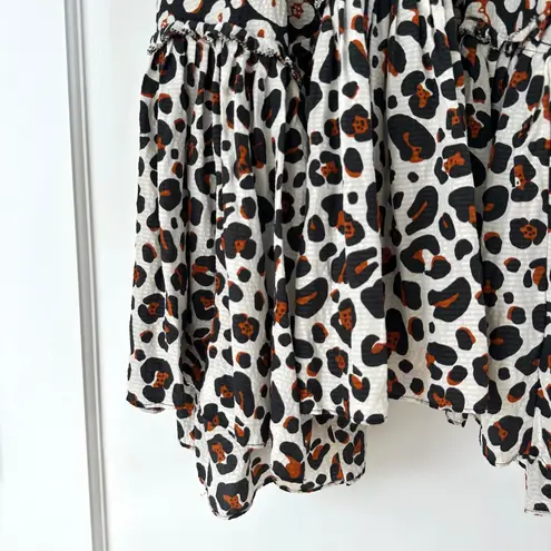 Marie Oliver Maxi Skirt Leopard Print Ruffle Hem Silk Bohemian Size 6