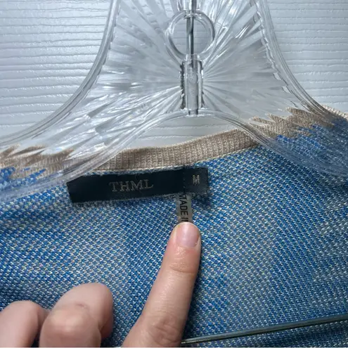 THML Blue and Cream Striped Cardigan Fringe country western boho women’s medium