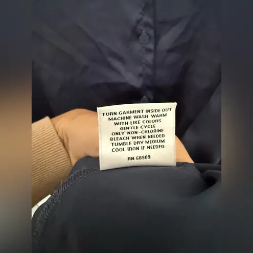 Van Winkle & Co. Navy Blue Button Down Collared Sleep Dress Long Shirt Large