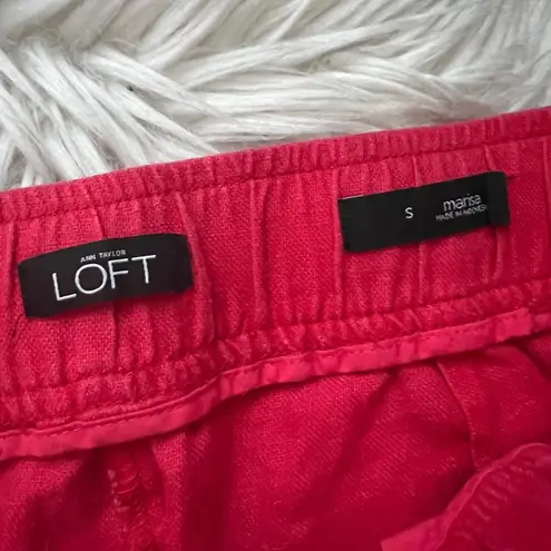 Loft Marisa Fuchsia Wide Leg Cropped Linen Pants