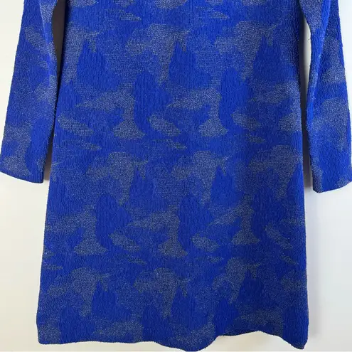 Hunter Bell Polly Blue Mock Neck A-Line Dress Size 0 Long Sleeves Above the Knee