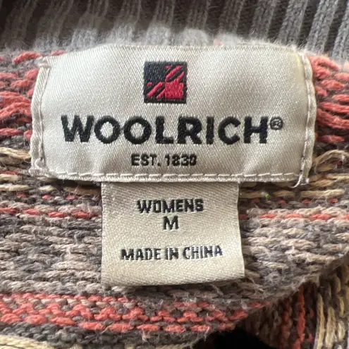 Woolrich Sweater Women Medium Multicolor Stripe Zip Cardigan Granny Cottagecore