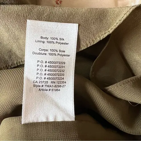 Babaton Aritzia Corbett Olive Green Silk Romper Size XS