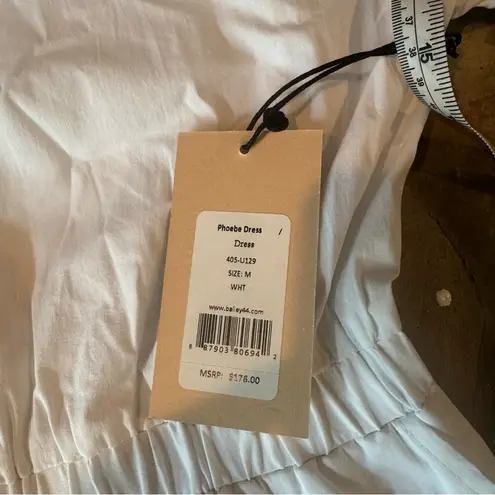 Bailey 44 Phoebe White Button-Down Mini Dress with pockets cotton elastic waist