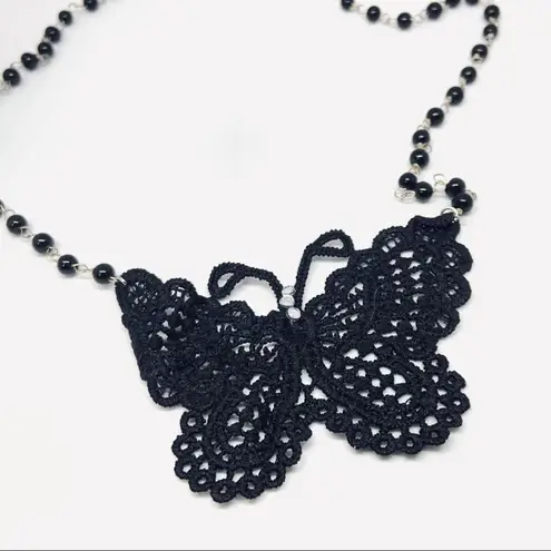 Black Lace Butterfly Goth Punk Necklace New