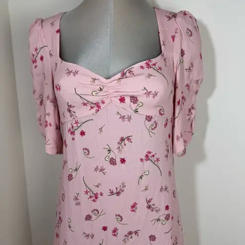 Aritzia Wilfred Baudelaire Dress Sweetheart Neckline Midi Pink Floral Size 8 