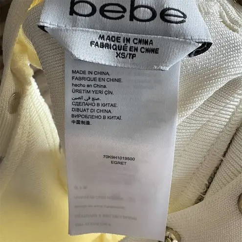 Bebe Gwen Studded Corset Dress XS Ivory Sleeveless Party Cocktail White