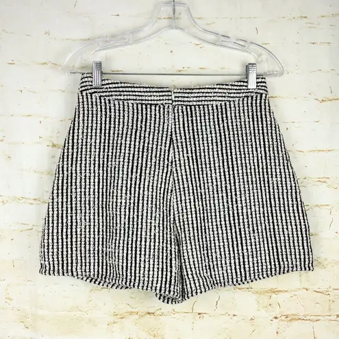 Sundays Berry Short Womens S White Black Striped Boucle High Waist Pleated NWT