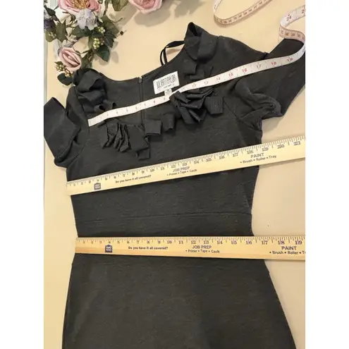 Julian Taylor Women Dress Gray 12 Short Sleeve Rushed Details Neckline Preppy