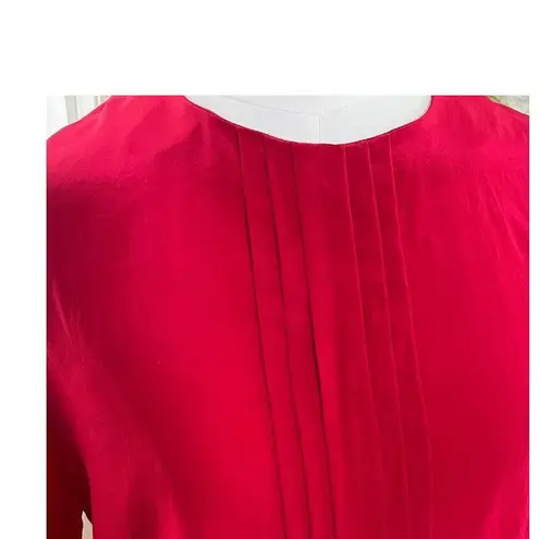 Vintage Kasper Blouse 10 Red 100% Silk Pleated Front Classic 90s Career Top