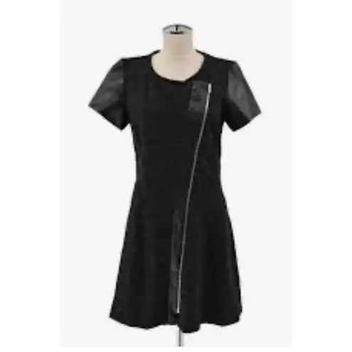 The Kooples Dress Womens Size 36 Sport Zip Front Short Sleeve Leather Contrast