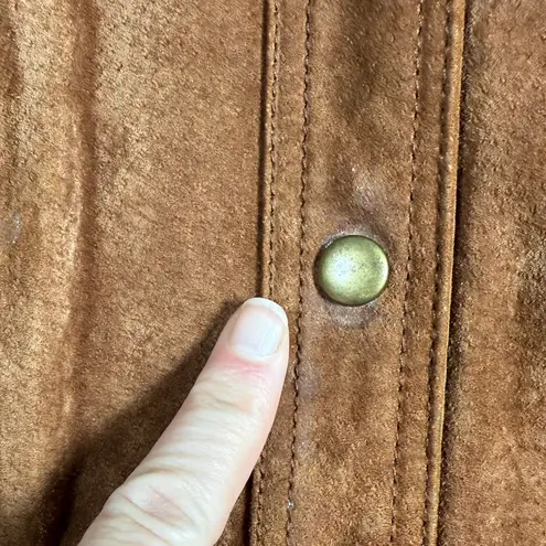 Coldwater Creek Womens Suede Leather Jacket Cognac Snap Closure Sz L