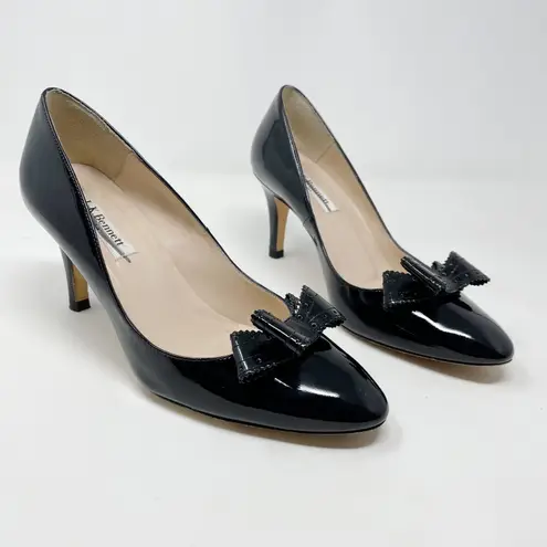 LK Bennett L.K. Bennett Darcia Classic Preppy LK Brogue Black Patent Leather Bow Heels 37