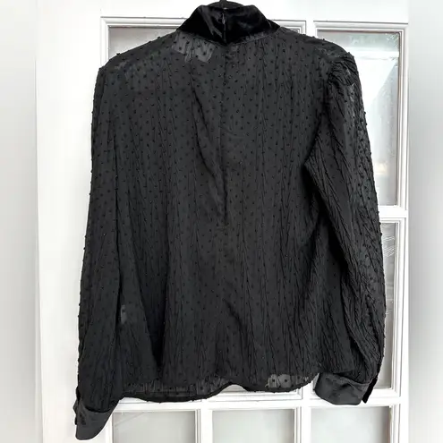 Mare Mare Women’s Hunt Velvet Sheer Polka Dot Blouse Black Size Medium M