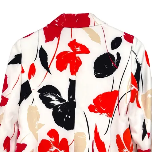 Kasper White Floral Multicolor Blazer Suit Coat Women's Size 2 PETITE NWT