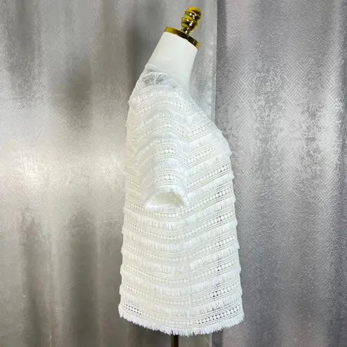 Waverly Grey White Crochet Fringe V