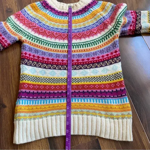 Gap Y2K  100% Lambswool Fair Isle 3/4 Sleeve Crewneck Chunky Knit Sweater 2003