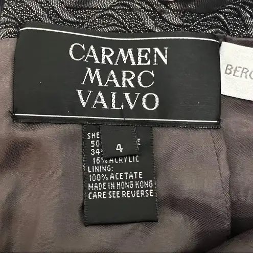 Carmen Marc Valvo Beaded Pencil Skirt Grey textured high waisted Luxury Size 4