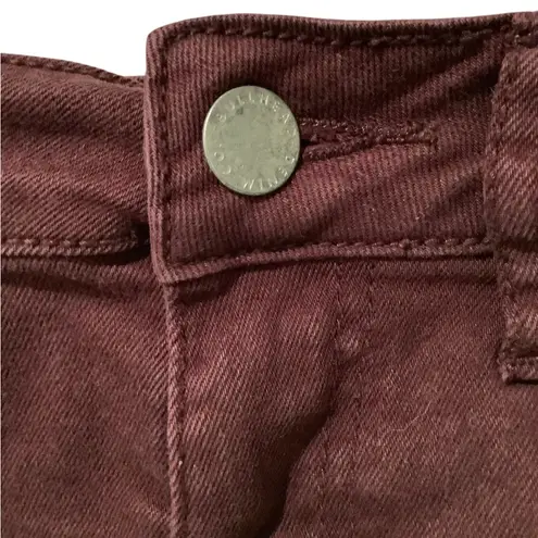 PacSun BULLHEAD Denim Co Women’s Burgundy Distressed Jean Shorts Pockets Stretch Red Size 25